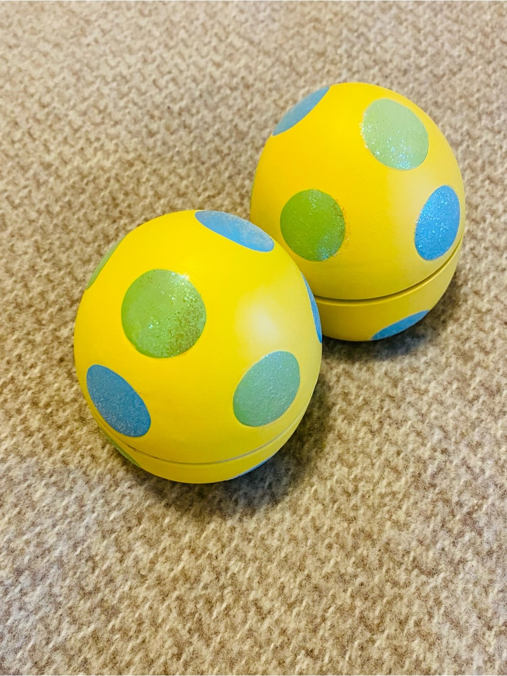 Easter Decor  Blue and Green Glitter Dots